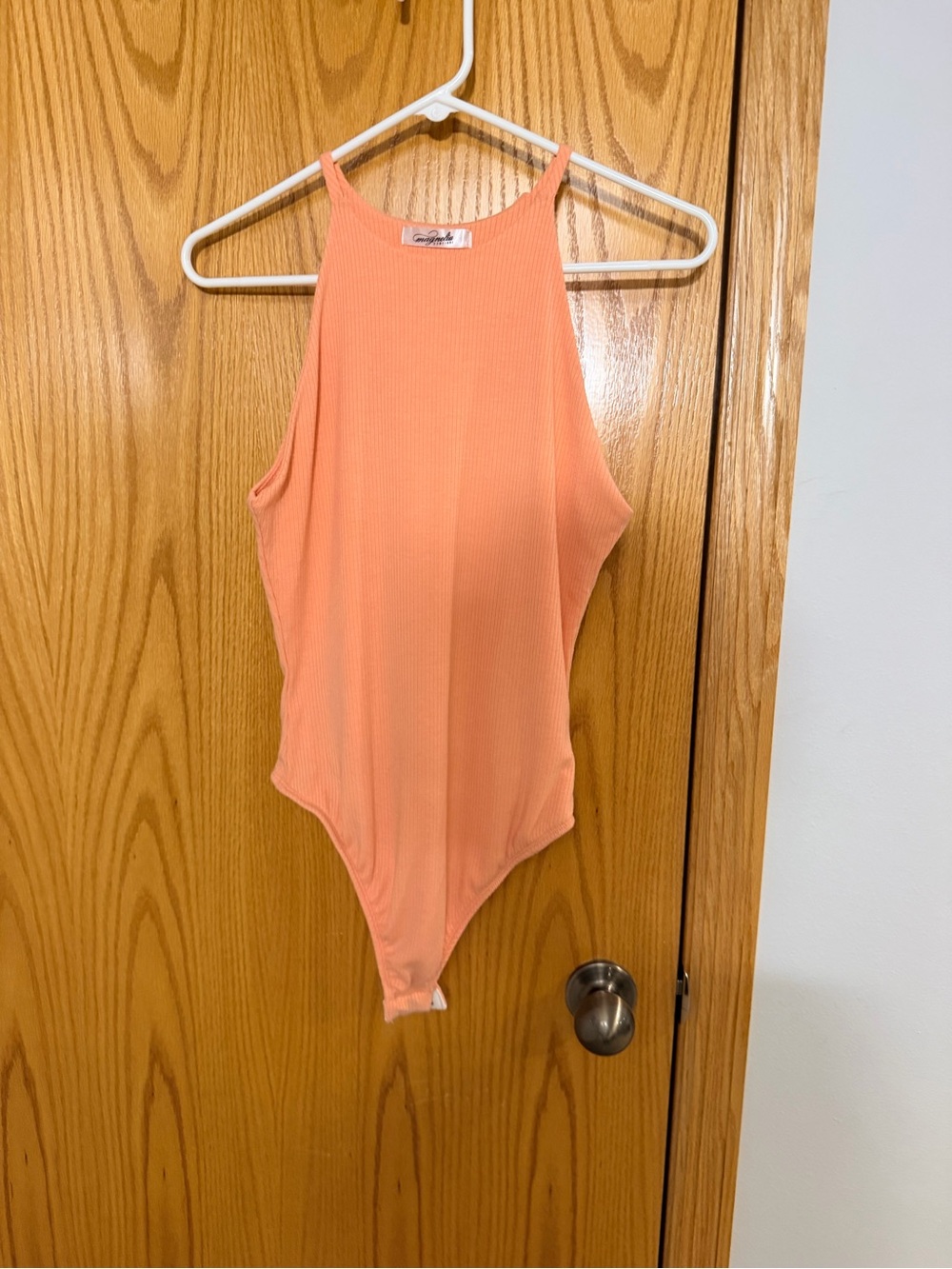 Magnolia Peach High Neck-Style One-Piece Bodysuit